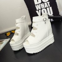 兰顿犀牛 2016夏季新款欧美风鱼嘴女鞋性感镂空内增高凉鞋松糕厚底超高跟鞋罗马防水台女凉鞋潮