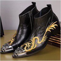 兰顿犀牛 2016春秋新款个性潮流短靴英伦风韩版发型师皮靴牛皮欧美马丁靴牛仔靴青年真皮男鞋