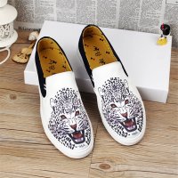 兰顿犀牛 2016春夏季新款帆布鞋韩版潮流套脚休闲板鞋男式布鞋低帮3D印花白色懒人鞋学生乐福鞋