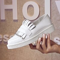 兰顿犀牛 2016春夏新款韩版平底鞋纯色百搭厚底鞋铆钉松糕鞋透气休闲鞋学生女鞋