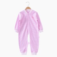 优贝艾儿婴儿春季条纹连体衣 男女宝宝全棉开裆哈衣爬爬服T313