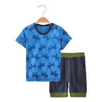 优贝艾儿 宝宝夏季纯棉婴儿衣服夏天短袖短裤套装 男童夏装