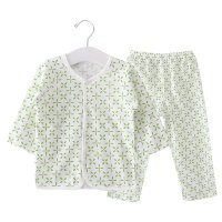 优贝艾儿夏装薄款碎花长袖套装 婴儿空调服纯棉透气长袖T恤睡衣