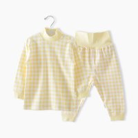 优贝艾儿婴儿春季全棉内衣套装 宝宝四季打底高领套装高腰护肚