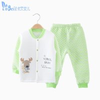优贝艾儿0-3岁宝宝秋冬季卡通小鹿加厚保暖内衣套装 B4750