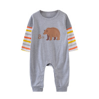 优贝艾儿婴儿卡通假两件连体衣春秋纯棉 男女宝宝秋装 婴儿衣服秋