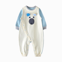 优贝艾儿婴儿秋冬保暖加厚卡通印花斜开襟连体衣哈衣爬服U433