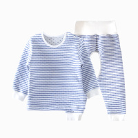 优贝艾尔婴儿秋冬季条纹肩开扣加厚保暖高腰内衣套装TB103TB205