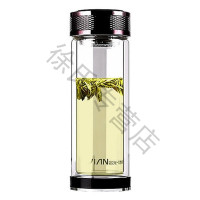 富光健牌双层水晶玻璃杯圆形直身带盖创意便携过滤男女泡茶杯子