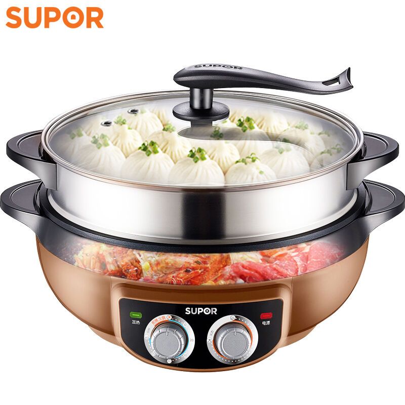 苏泊尔（SUPOR)多功能电蒸锅电饼铛煎烤机JJ34D802-180多用途锅6L