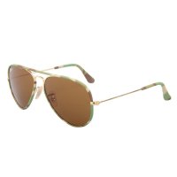 雷朋(Ray.Ban)飞行员系列迷彩边男女款太阳镜RB3025JM 169绿色迷彩边镜架 茶色镜片