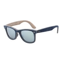 雷朋(Ray.Ban)徒步旅行者牛仔布赵薇同款男女款太阳镜RB2140F 1194/30蓝色镜框水银镀膜镜片