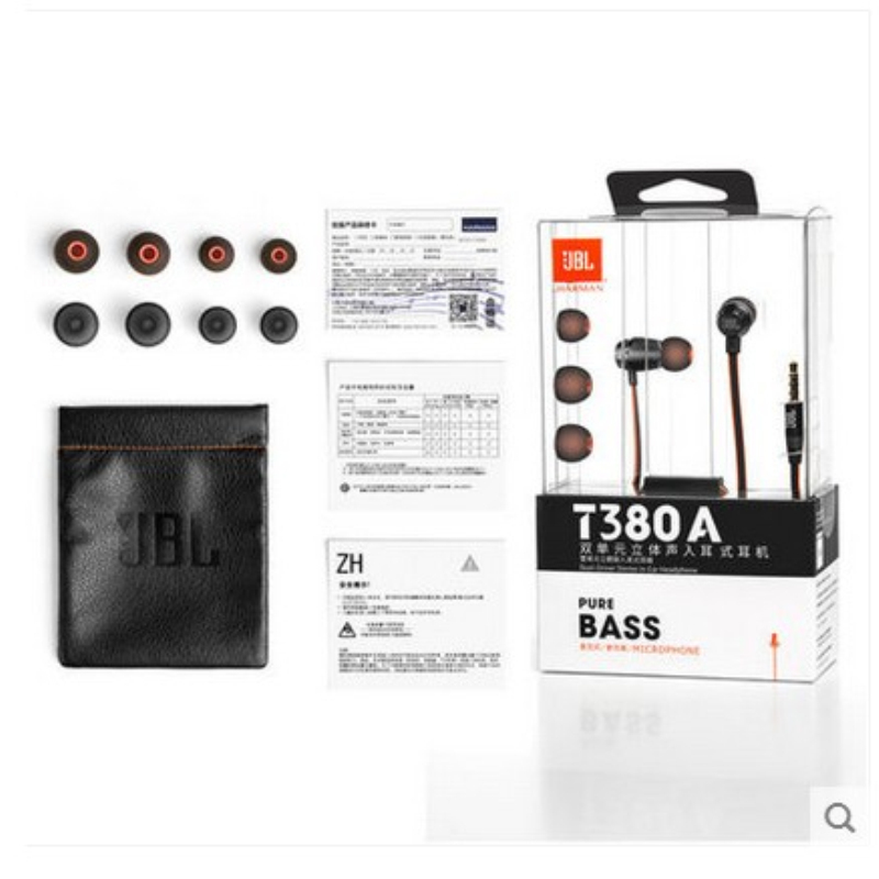 JBL T380A 双动圈单元入耳式苹果耳机HIFI保真耳塞式通用线控有麦 粉色上海井仁专卖