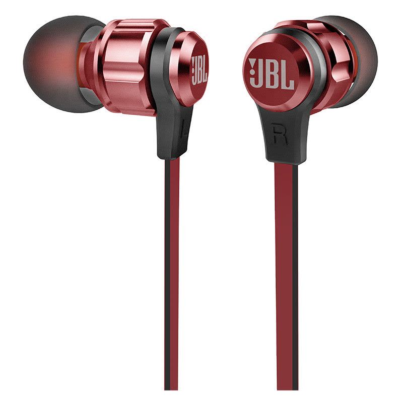 JBL T180A 重低音HIFI入耳式耳机便携运动耳塞苹果手机线控带麦通用立体声 红色 上海井仁专卖图片