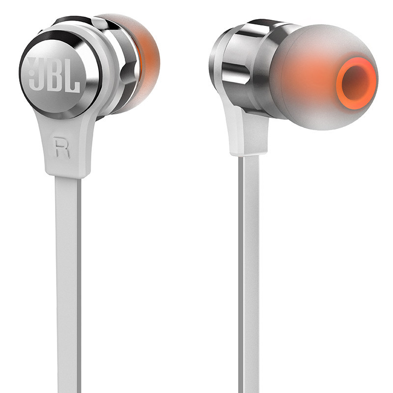 JBL T180A 重低音HIFI入耳式耳机便携运动耳塞苹果手机线控带麦通用立体声 银色 上海井仁专卖