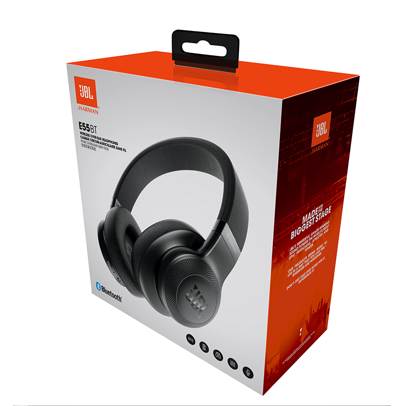 JBL E55BT头戴式无线蓝牙耳机音乐耳机便携HIFI重低音黑色 上海井仁专卖