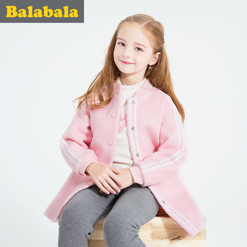 巴拉巴拉童装女童呢衣中大童学生上衣2016冬装新款毛呢外套儿童女