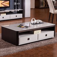 品一 客厅简约现代钢化玻璃储物茶几 小户型长方形实木茶桌客厅家具