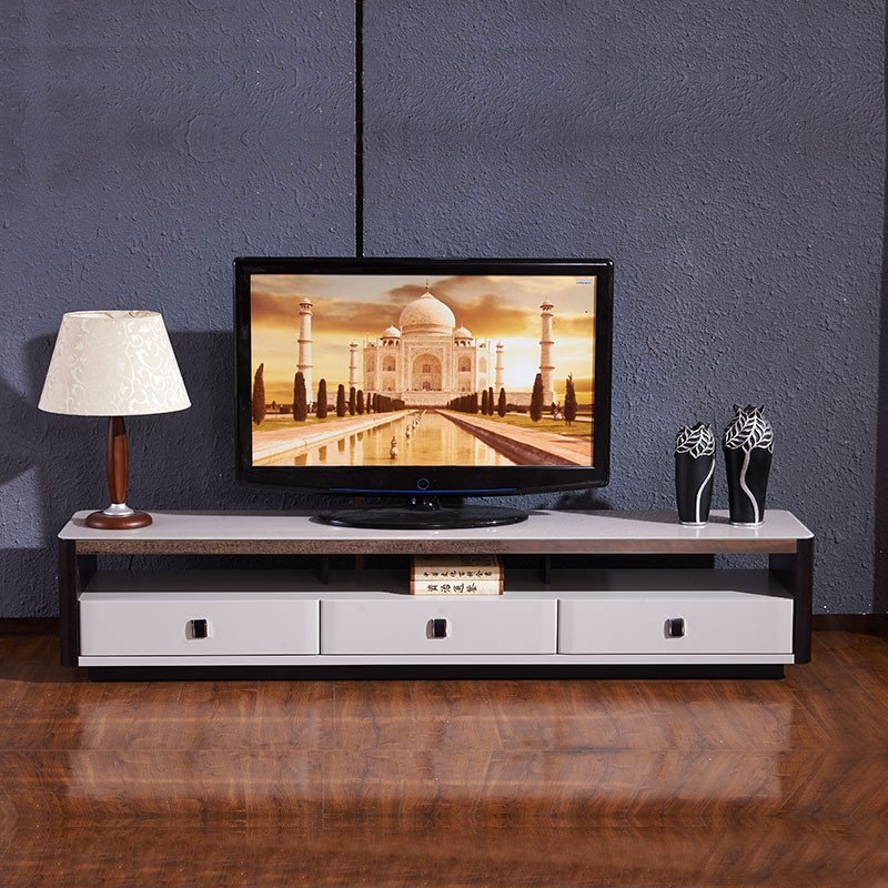 品一家具 白色简约现代电视柜钢化玻璃实木贴皮环保电视机柜子小户型