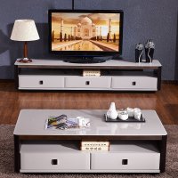 品一 茶几电视柜组合套装 简约现代钢化玻璃地柜小户型北欧茶几客厅组合家具