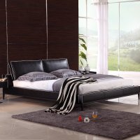 品一 卧室实木床双人床 1.5米单人简约现代真皮床1.8米北欧宜家婚床