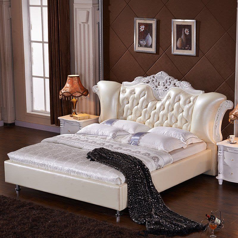 品一家具 欧式床双人床 法式雕花太子床公主床1.8米实木大床1.5米小户型卧室床图片