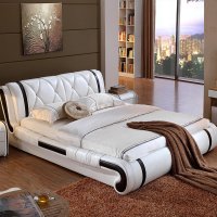 品一 现代简约真皮床 1.8/1.5米单双人皮艺床大小户型卧室婚软体床