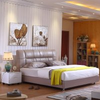 品一 现代简约双人床 真皮床 皮艺床 1.8米床双人床 大小户型卧室家具