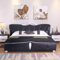 品一 现代简约真皮床1.8米双人软体床 简欧1.5米实木单人床