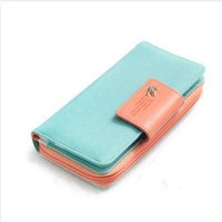 薇思黛2016新款 韩版时尚手拿包十字纹韩版钱包女士撞色飞鸟搭扣零钱包手机包