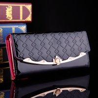 薇思黛 2016新款 韩版女士长款钱包夏季亮皮包漆皮格纹钱夹