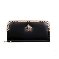 薇思黛 2016新款 韩版时尚亮皮皇冠钱包手包拉链包手拿包潮流大容量手机包