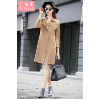 玥俪娅女装秋冬新品时尚气质欧美潮范手工定制羊毛双面呢大衣宽松修身显瘦中长款简约百搭毛呢外套