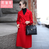 玥俪娅秋冬女装时尚气质手工定制欧美潮流街头羊毛双面呢大衣过膝长款宽松显瘦毛呢外套