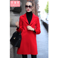 玥俪娅秋装新品时尚欧美潮流H茧型手工定制双面羊绒呢大衣宽松修身显瘦开叉中长款保暖冬季外套女