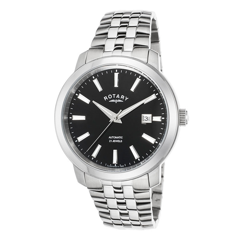 劳特莱rotary时尚商务不锈钢自动机械男表gb0281004黑色表盘包邮