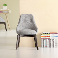 斯品家居 蛋白霜工作椅 简洁全实木脚架椅子 舒适弧形靠背工作椅