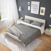 斯品家居 泊系列木床 白蜡木实木底座 简约圆弧折叠排骨架床