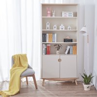 斯品家居 泊系列书柜 白蜡木实木底座 简约北欧书柜 客厅书房储物柜子