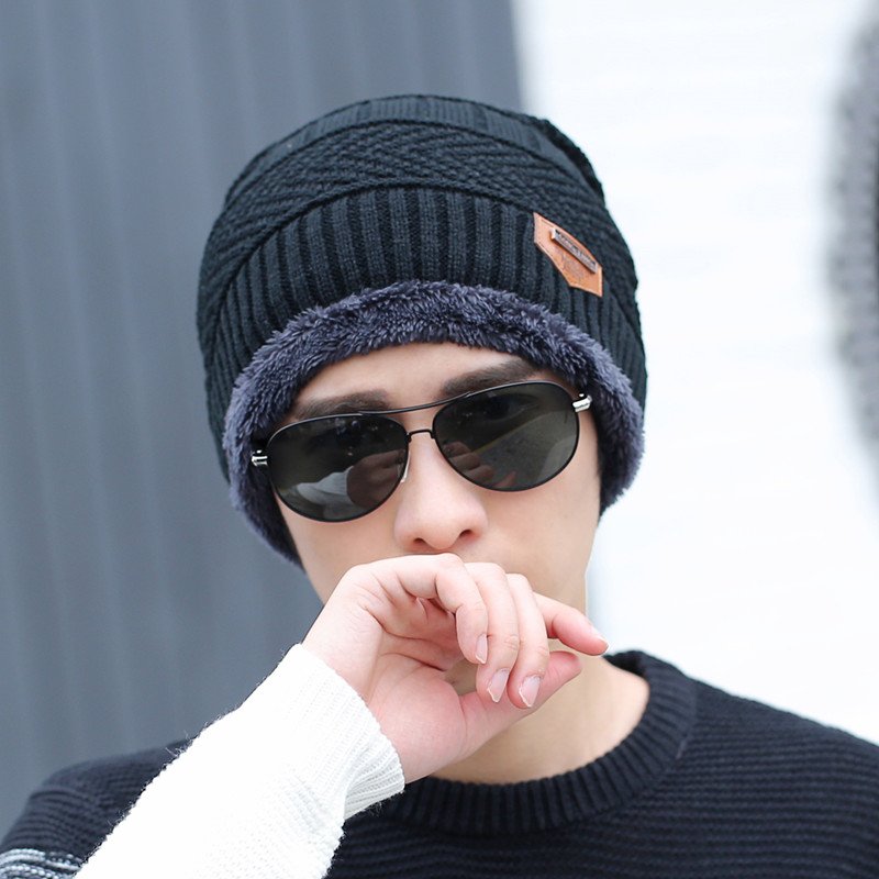 依岚傲雪帽子男冬天加绒毛线帽加厚针织帽秋冬套头帽男包头帽棉帽冬季