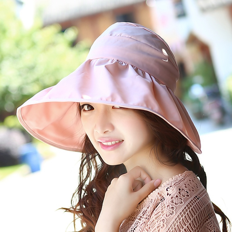 傲雪帽子女夏遮阳帽夏天女士潮防紫外线大沿沙滩太阳帽防晒可折叠凉帽