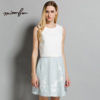 MIRROR FUN2016夏装新款简约百搭修身无袖衬衫T恤背心短款上衣女