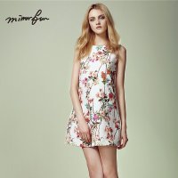 MIRRORFUN2016夏装新款淑女印花连衣裙女宽松显瘦无袖背心裙春
