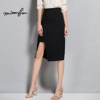 MIRRORFUN 2016春装新款 简约优雅侧开衩修身包臀中裙