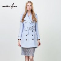MIRRORFUN新款 双排扣风衣女外套女装翻领欧美长袖大衣