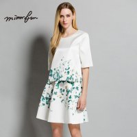 MIRROR FUN2016夏装新款复古玫瑰印花五分袖上衣圆领衬衫t恤女潮