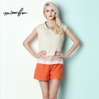 MIRROR FUN新款针织衫薄款上衣女夏无袖针织套头圆领小衫