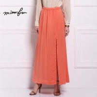 MIRRORFUN2016春装新款 欧美纯色开叉长半裙性感显瘦半身裙长裙