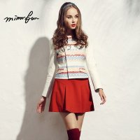 MIRRORFUN2016春装新款小香风短外套女条纹印花长袖百搭短款外套