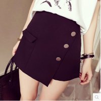 格缇妃 ぶ1938# 2016春装新款洋气摩登不规则拼接纽扣短裤